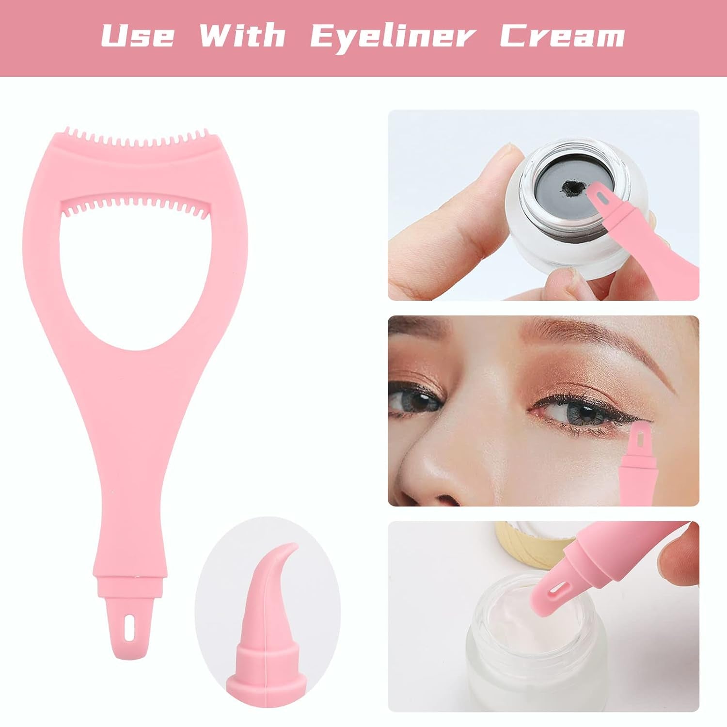 2 in 1 Mascara Eyeliner Guard, Silicone Mascara Lash Shield Applicator, Eyelash Comb Pink 2 Pcs