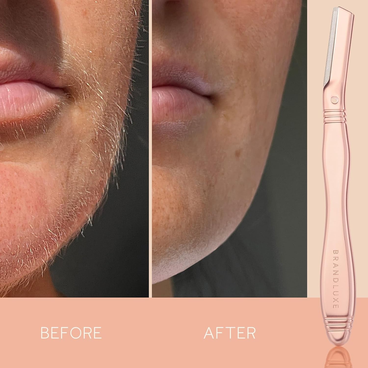 Dermaplaning Tool for Face, Eyebrow Shaping, Hair Removal and Exfoliation. Eco-Friendly Design. Includes 3 Swedish Stainless Steel Blades in Rosegold (Starter Kit)