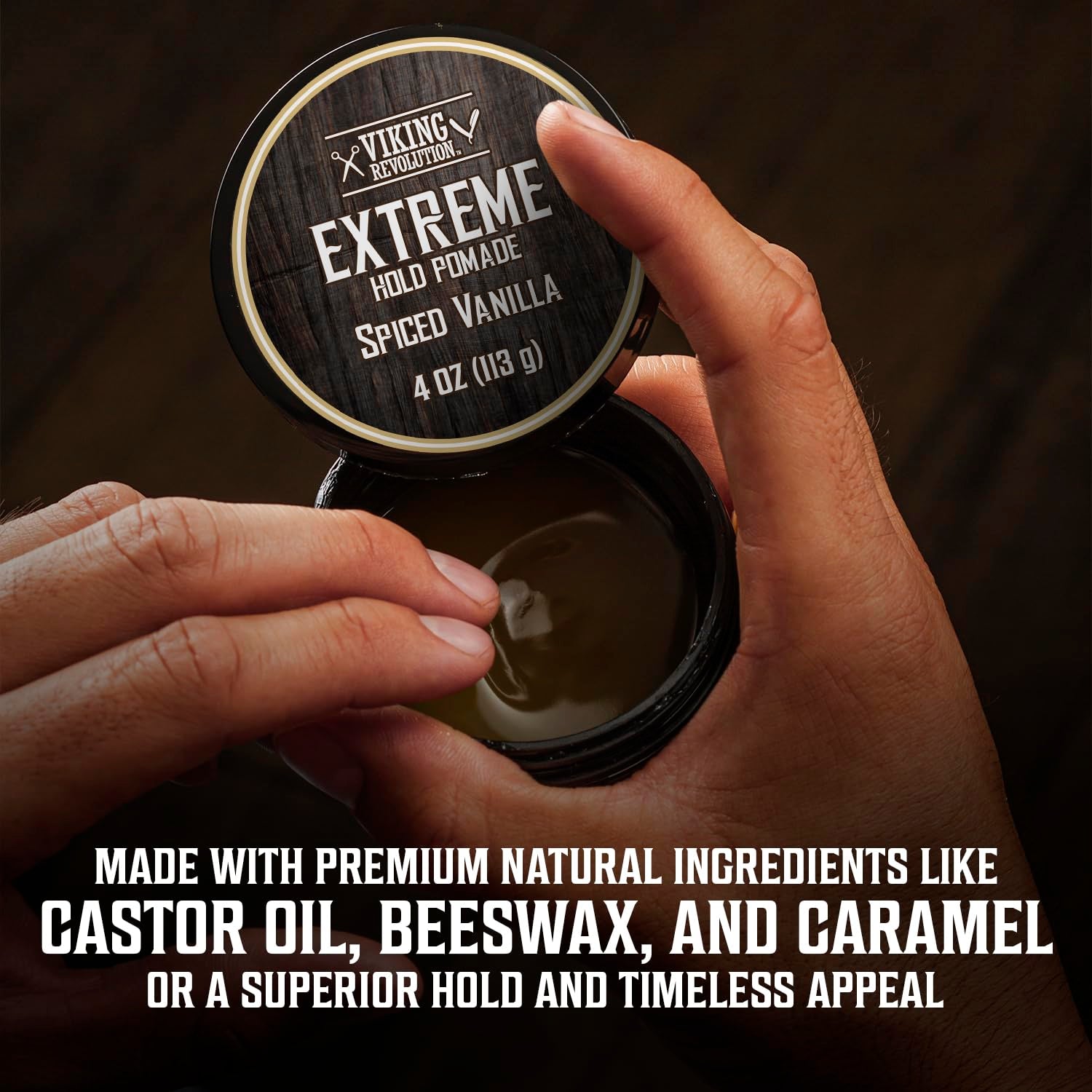 Spiced Vanilla Hair Pomade for Men - Extreme Hold Hair Gel for Men Water Based - Mens Pomade Extra Firm Mens Hair Pomade Strong Hold - High Shine Mens Hair Cream (4Oz)