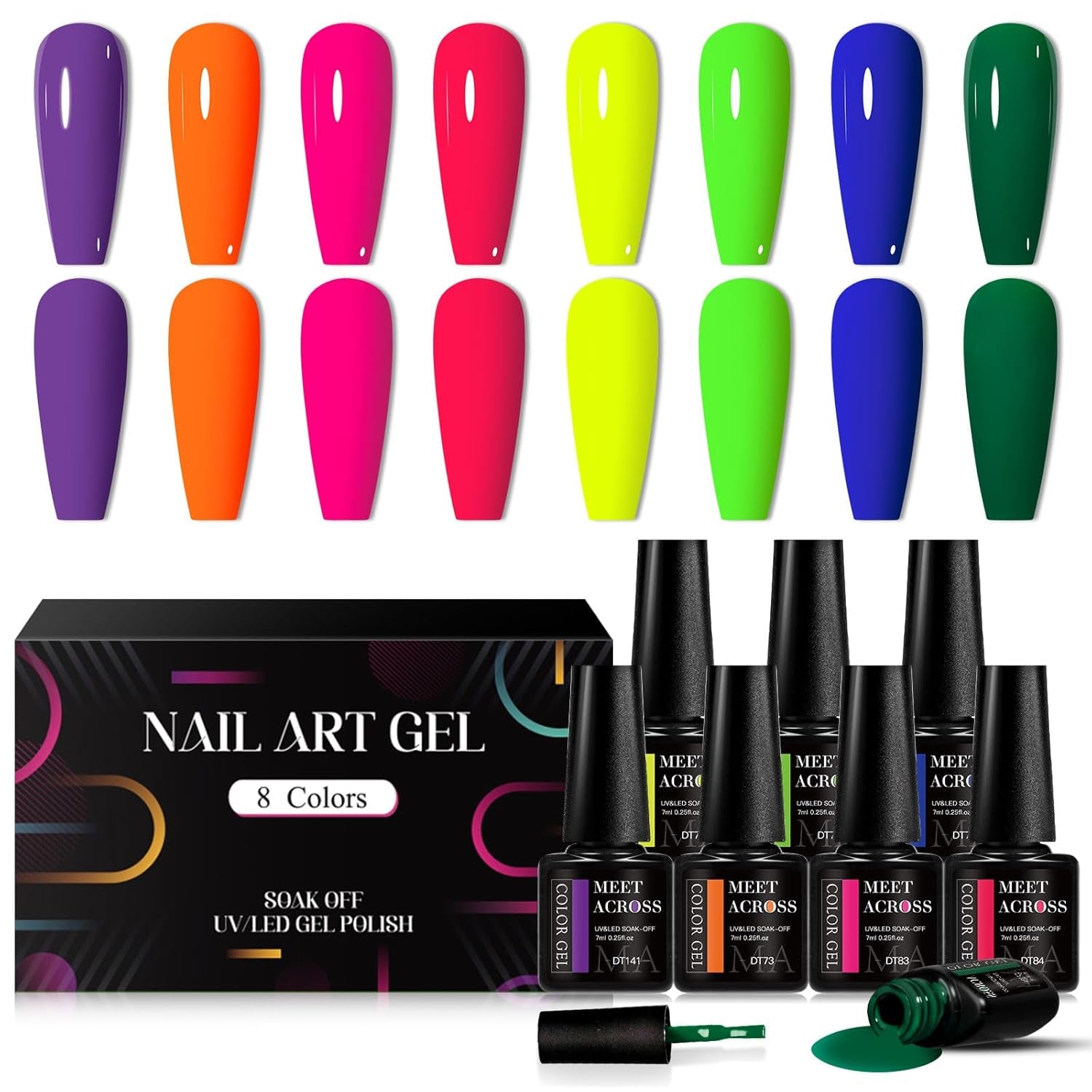 White Red Gel Nail Polish Set, 8 Colors Black Bloody Red Shimmer Red Silver Gel Polish Kit for All Seasons Soak off Gel Nail Manicure Gifts for Women
