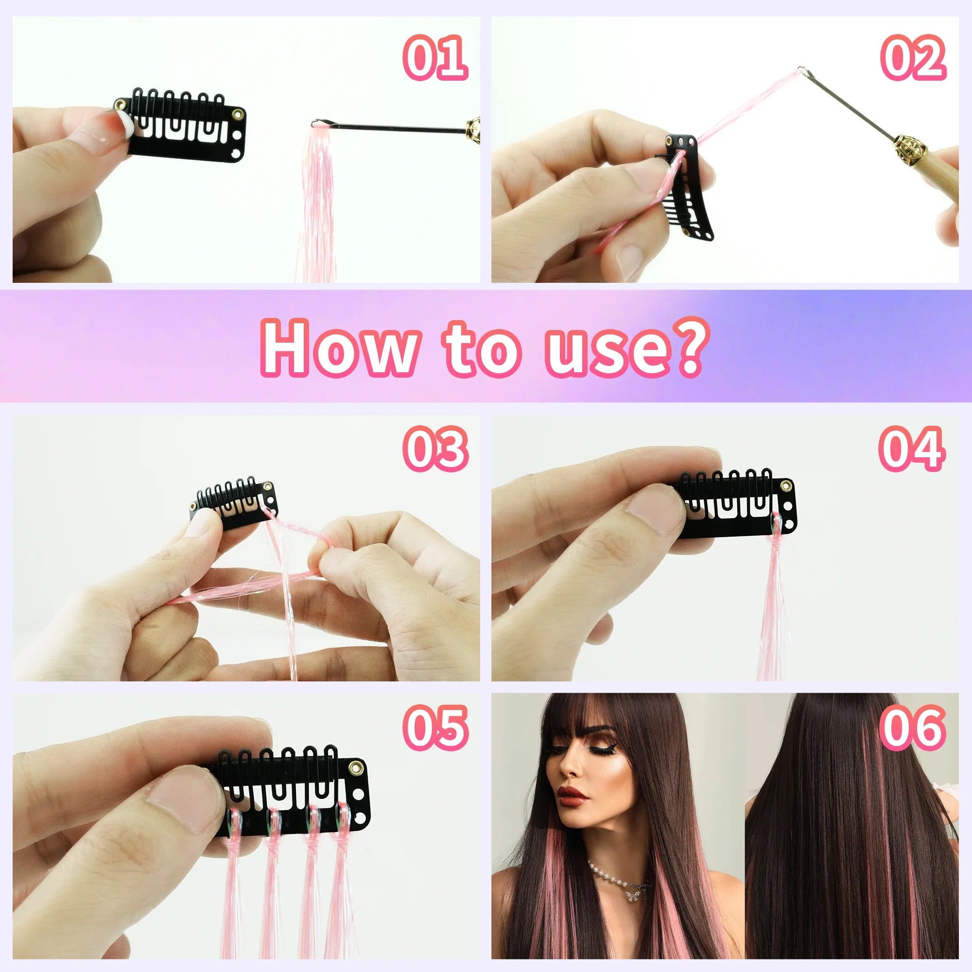 18 Colors 48 Inch Fairy Hair Tinsel Kit,Heat Resistant Colored Hair Extensions,Glitter Hair Tinsel Kit,For Women Hair Accessories