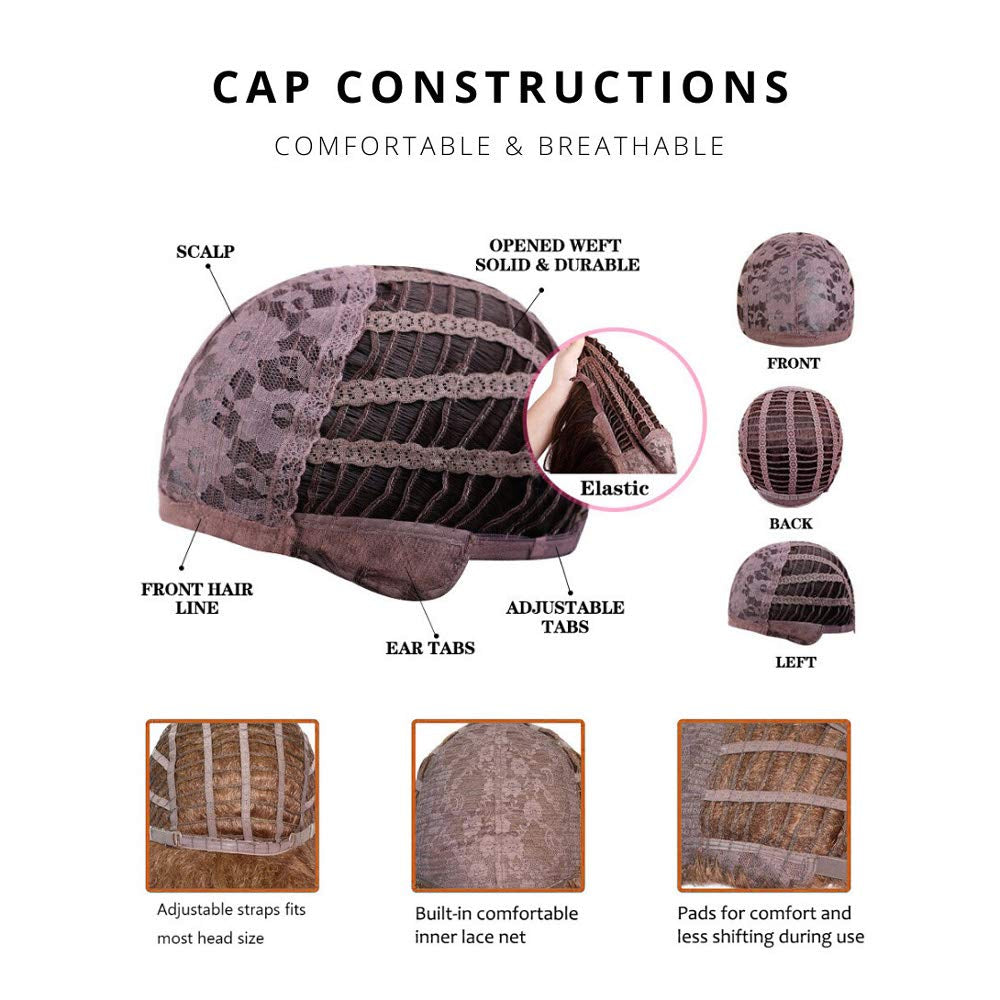 Auburn Bob Wigs with Bangs for Women Short Straight Shoulder Length Heat Resistant Synthetic Wig Light Golden Brown Natural Looking for Daily Cosplay Party