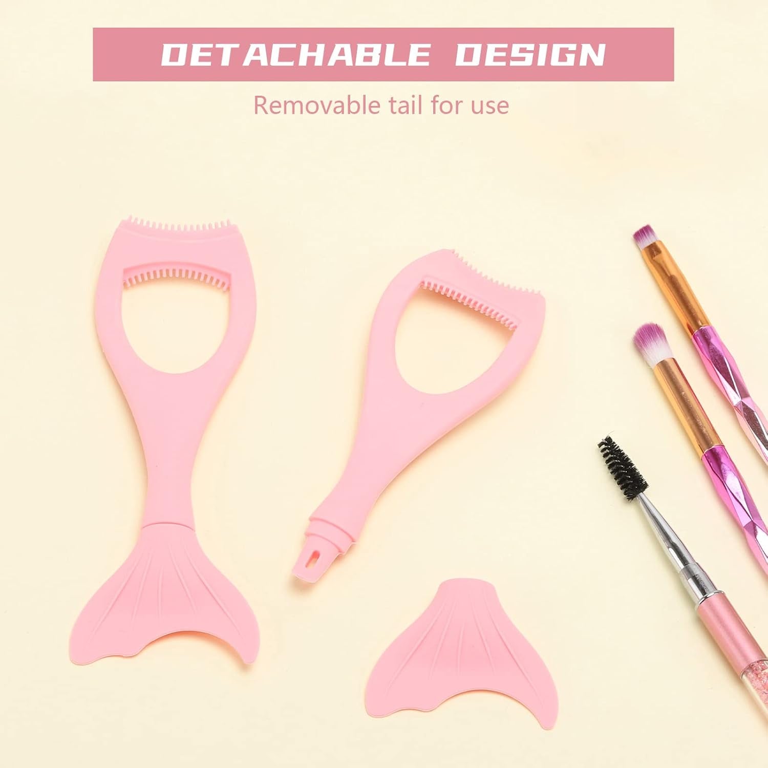 2 in 1 Mascara Eyeliner Guard, Silicone Mascara Lash Shield Applicator, Eyelash Comb Pink 2 Pcs