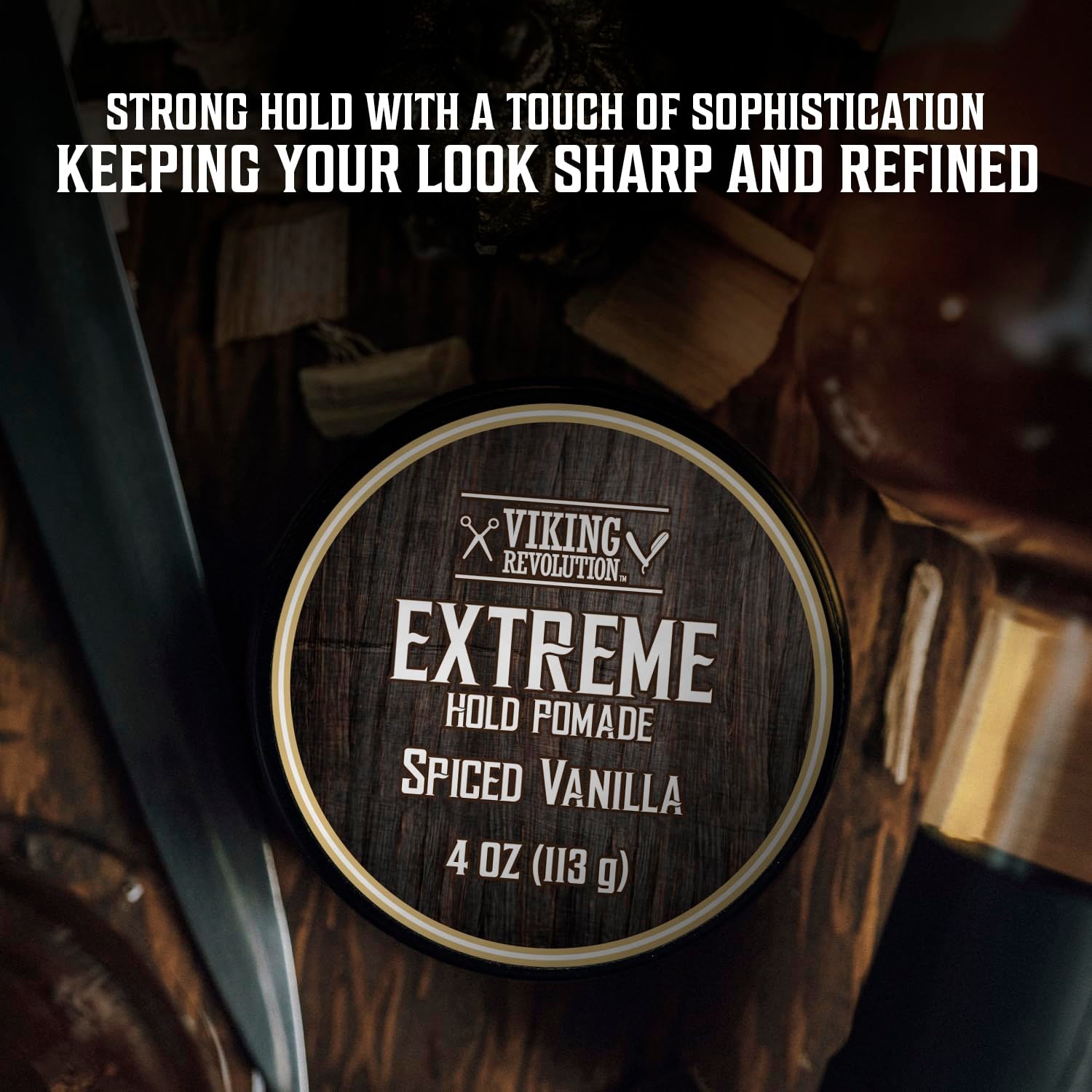 Spiced Vanilla Hair Pomade for Men - Extreme Hold Hair Gel for Men Water Based - Mens Pomade Extra Firm Mens Hair Pomade Strong Hold - High Shine Mens Hair Cream (4Oz)