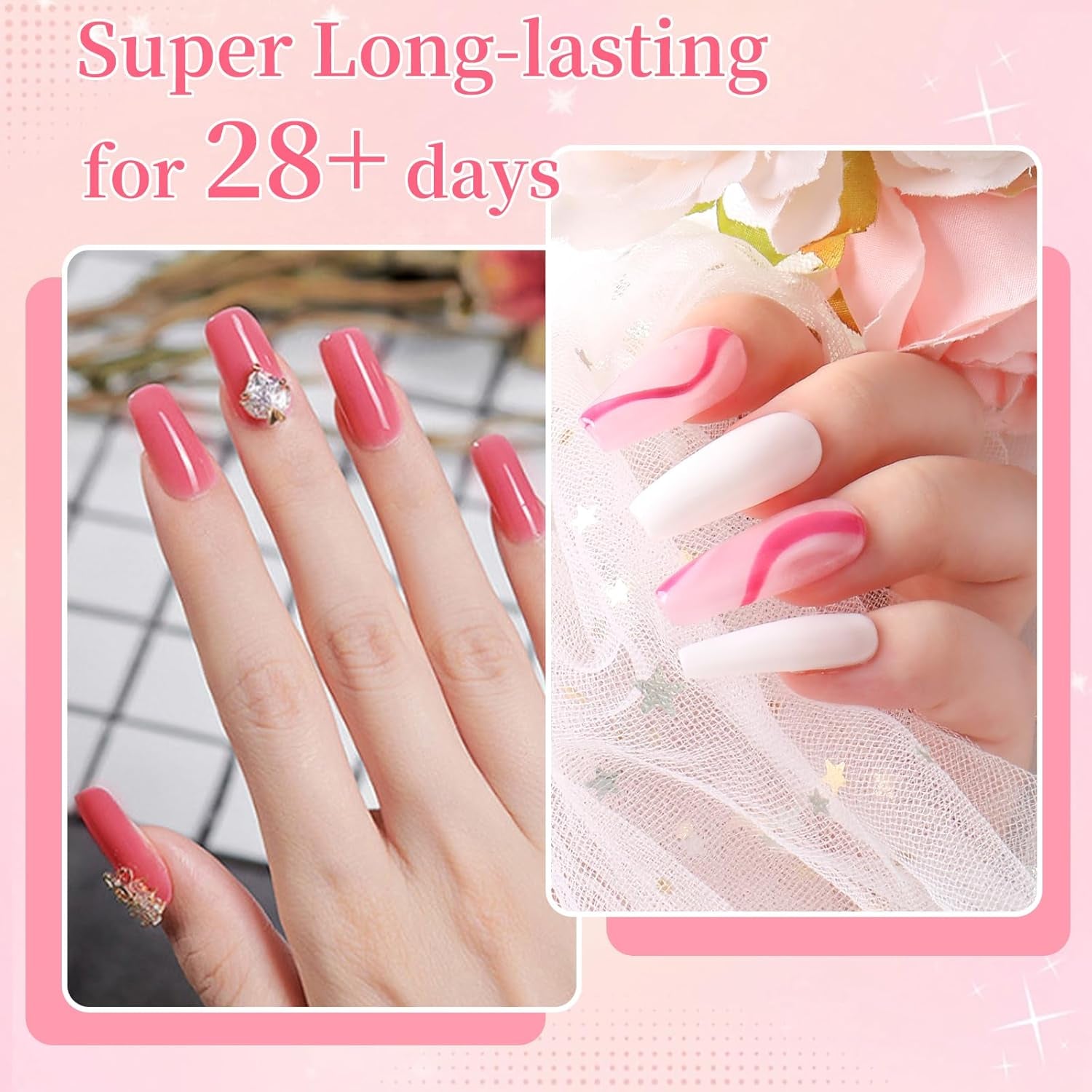 Poly Nail Gel Kit - 6 Shades Builder Gel for Long-Lasting Nail Extensions | 15Ml Each | Salon-Quality DIY & Home Use | Low Odor