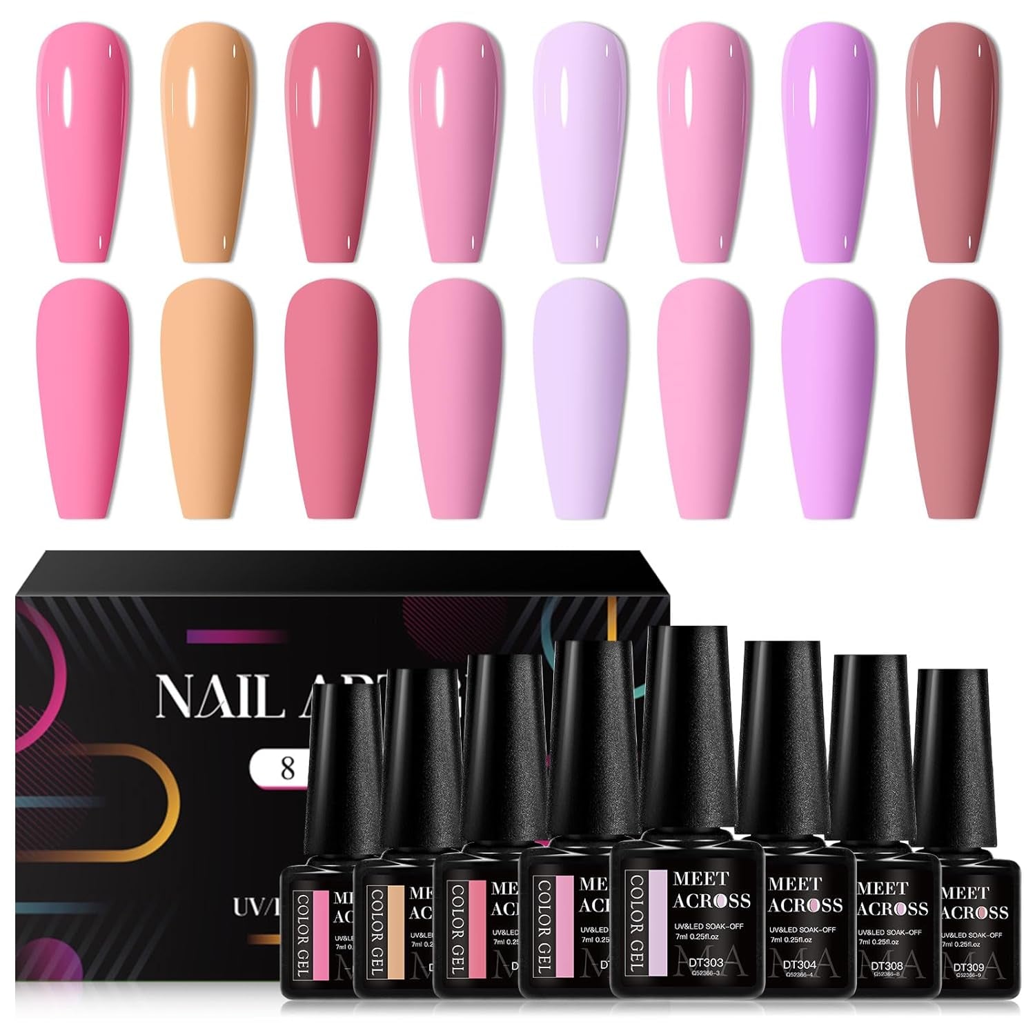White Red Gel Nail Polish Set, 8 Colors Black Bloody Red Shimmer Red Silver Gel Polish Kit for All Seasons Soak off Gel Nail Manicure Gifts for Women