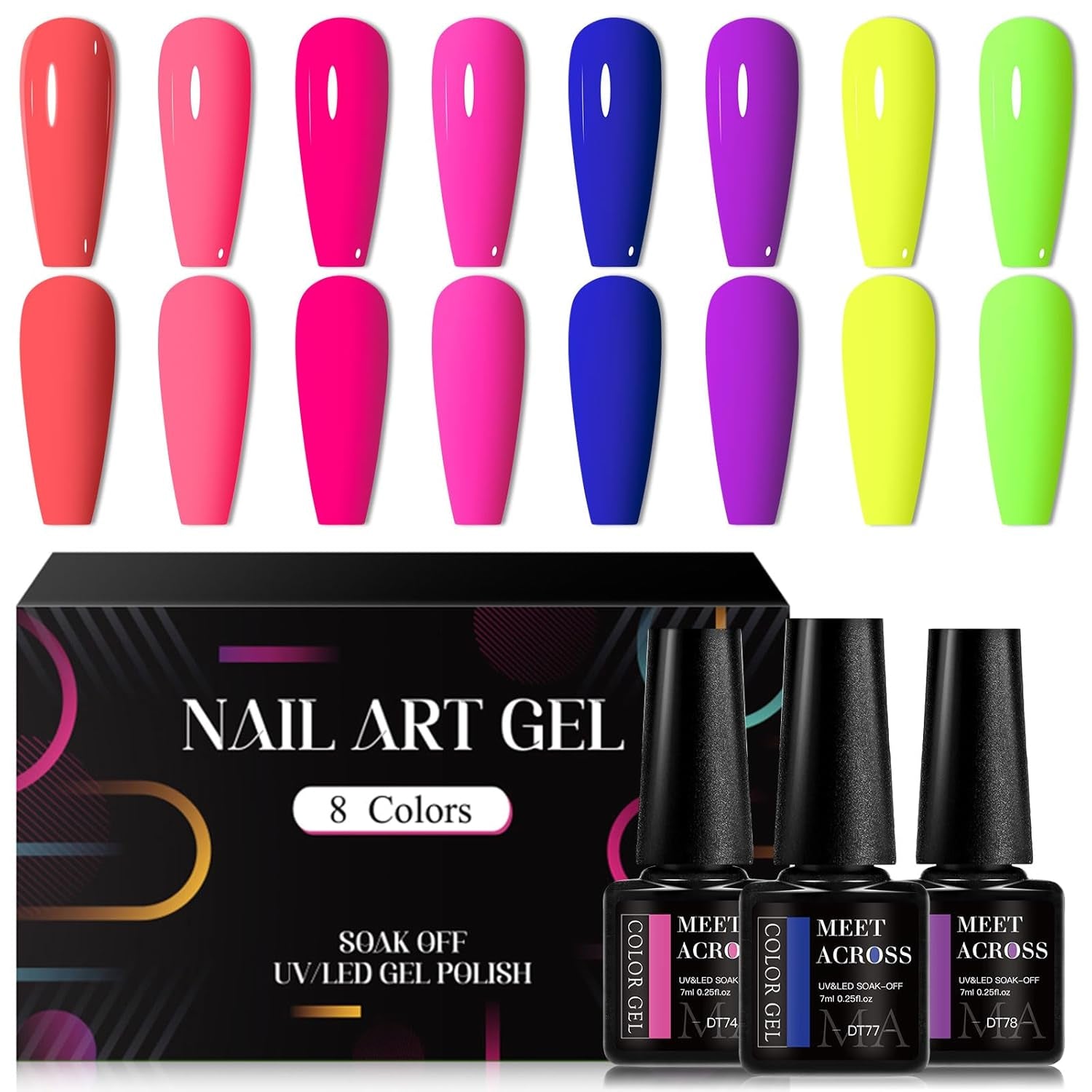 White Red Gel Nail Polish Set, 8 Colors Black Bloody Red Shimmer Red Silver Gel Polish Kit for All Seasons Soak off Gel Nail Manicure Gifts for Women