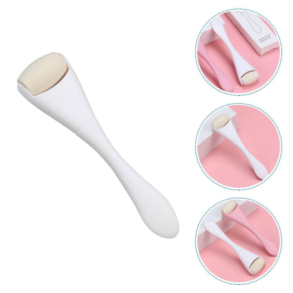 Oil Absorbing Volcanic Rollers, Oily Skin Control Roller Oil Absorbing Sticks Oil Blotting Stick Results Remove Excess Shine for Face Oily Skin Care Tools White
