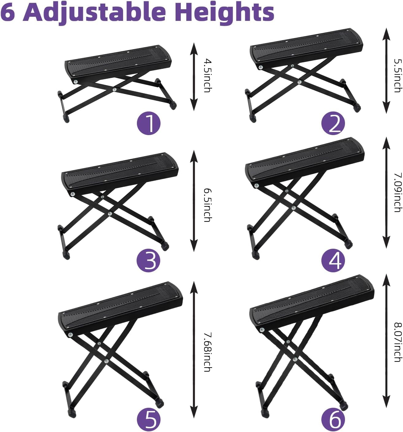 Pedicure Supplies Foot Rest 6 Heights Adjustable Sturdy Manicure Foot Rest for Foot Spa Salon and Pedicure at Home.