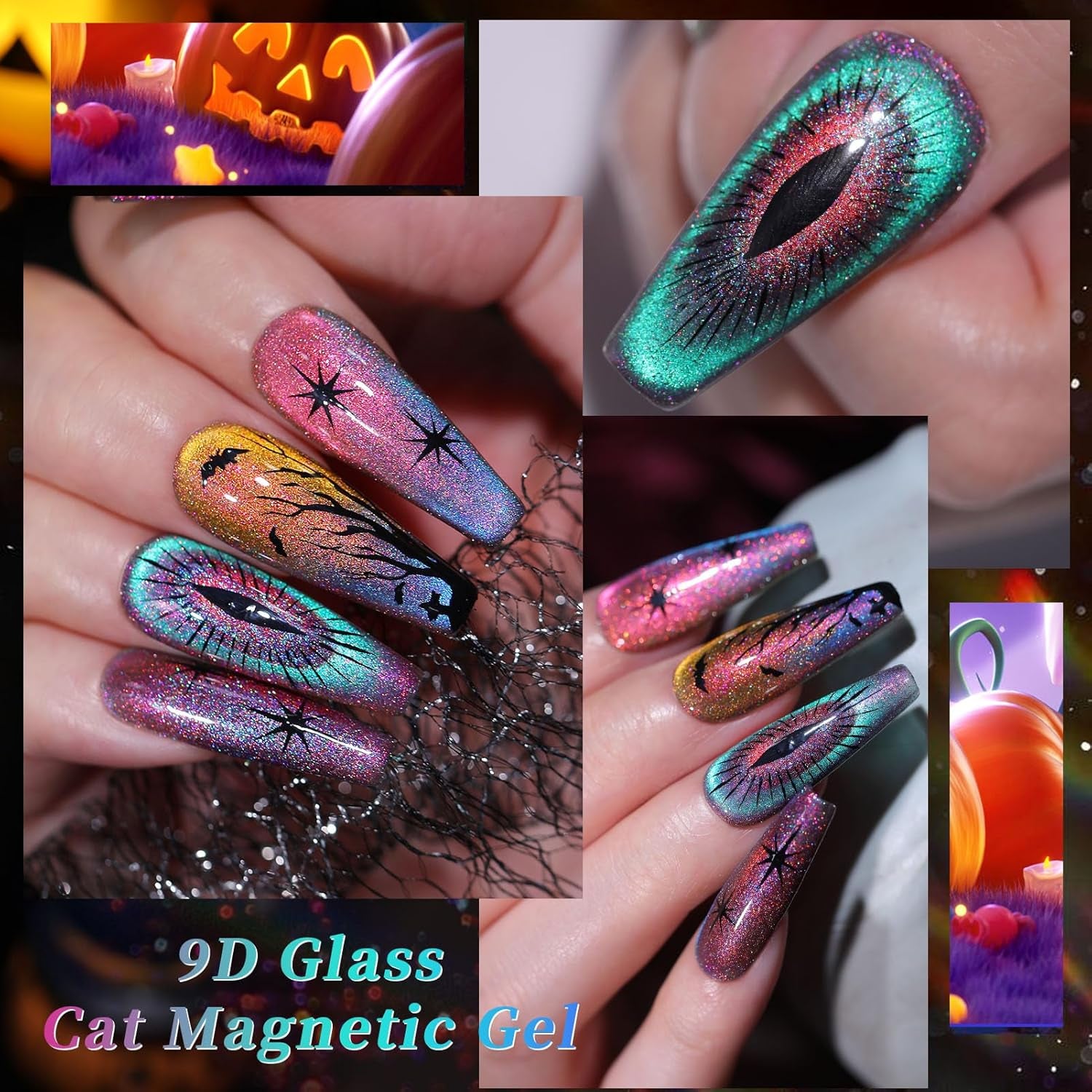 Cat Magnetic Gel Nail Polish 9D Chameleon Holorgraphic Cat Magnetic Eye Gel Polish Glitter Gel Polish Set 6PCS
