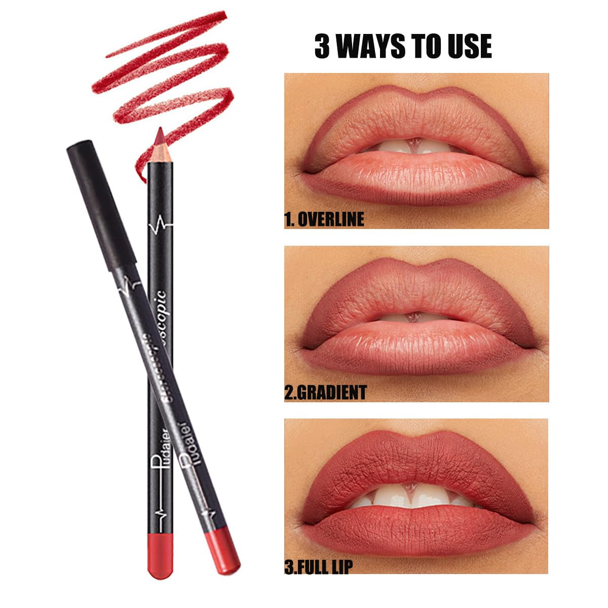 Lip Liner Pencil, 12 Pcs High Pigmented Creamy Matte Lip Liner Set, Girls and Women Lipstick Pen Lip Makeup Gift Sets for Daily/Travel/Party/Work