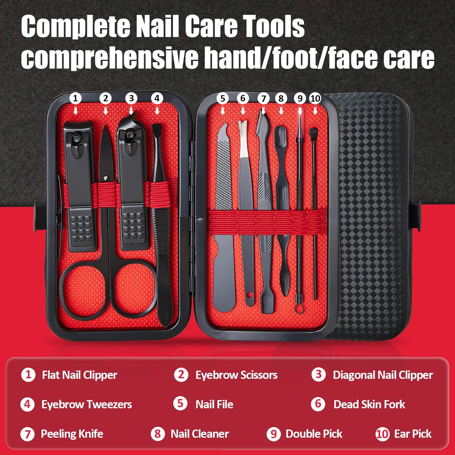 Manicure Set 10 in 1 Mens Gifts Travel Nail Clippers Set