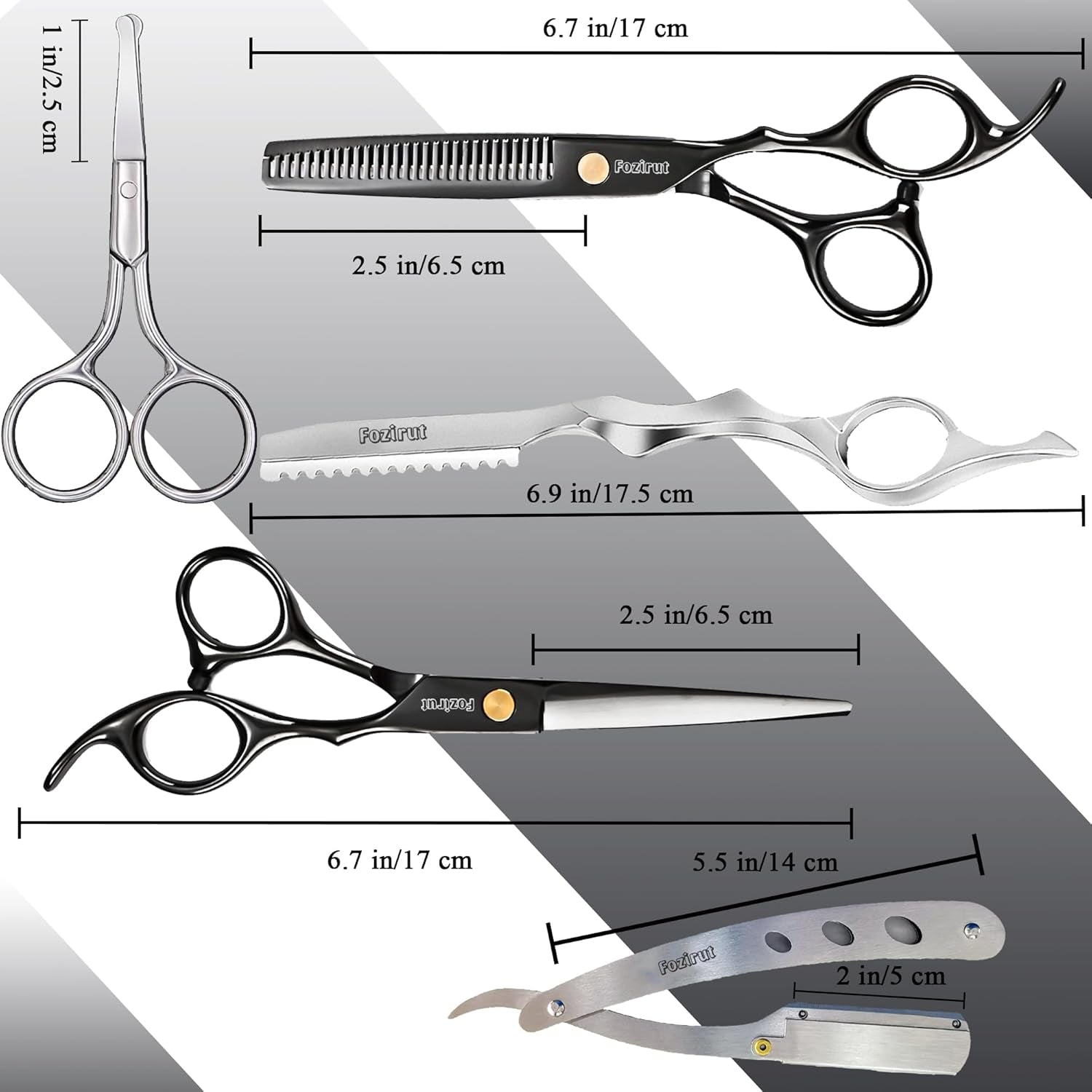 Professional Barber Scissors Set - Hair Shears Kit, Thinning Shears for Salon Haircut & Bang Trimming