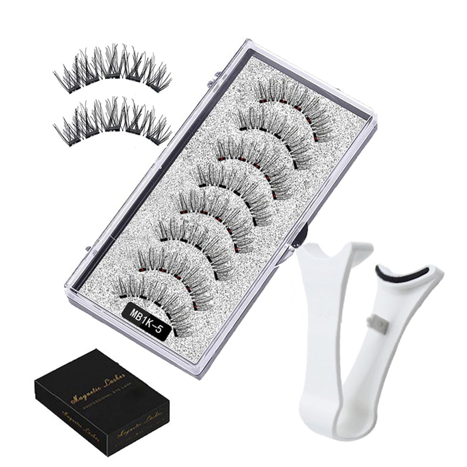 Eyelashes with Applicator, Reusable Dual Magnetic Lashes Kit without Eyeliner Magnetic Eyelashes Natural Look Wispy False Eyelashes No Glue or Liner Needed, Easy to Wear …