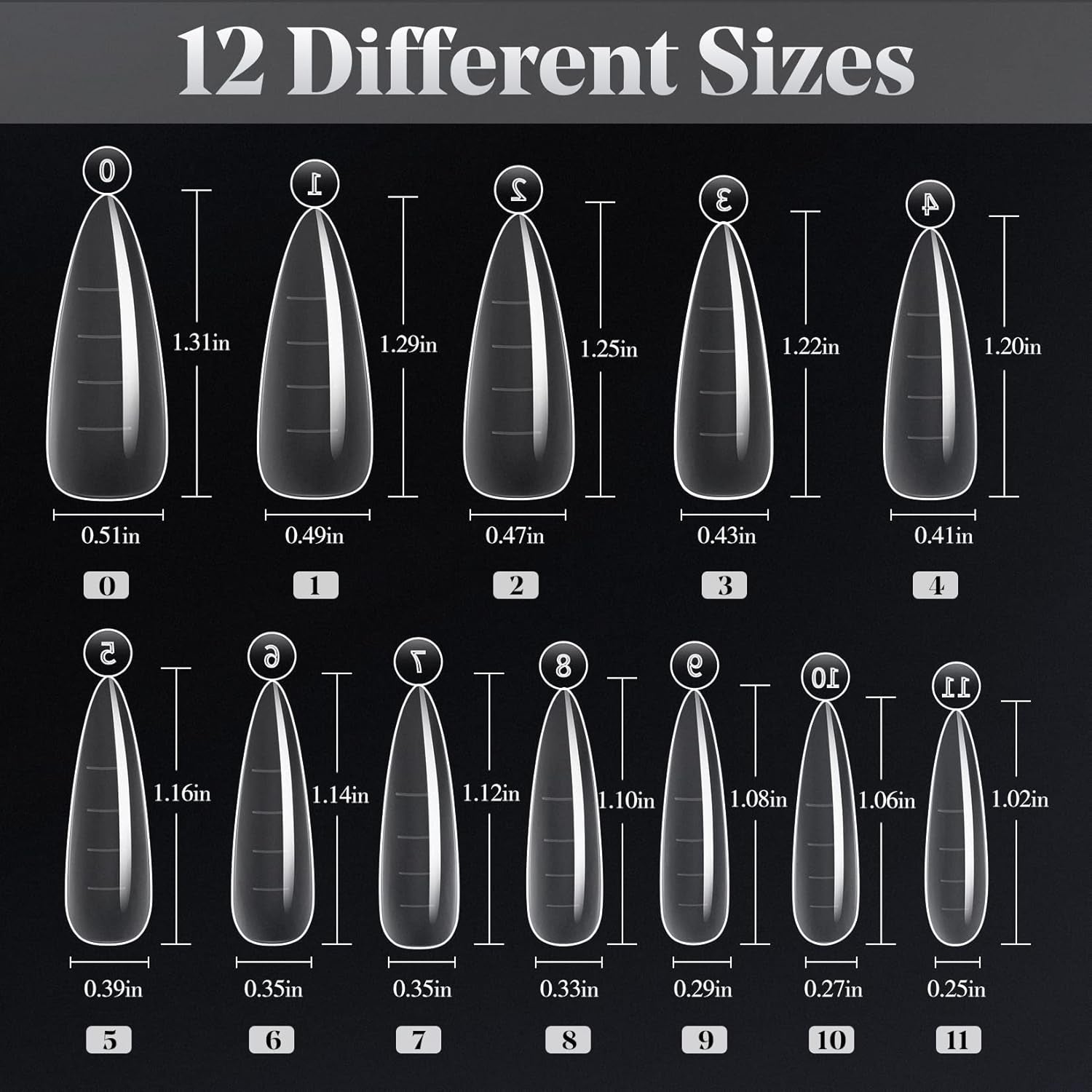 Dual Forms  Poly Extension Gel - 120Pcs Nail Forms with 12 Sizes - Stiletto False Nail Molds - Lady Almond Style - Full Cover Builder Gel - DIY at Home