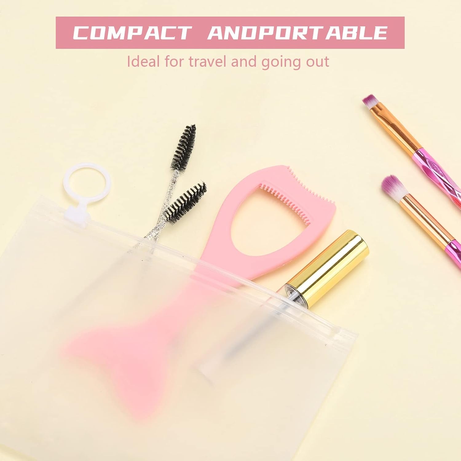 2 in 1 Mascara Eyeliner Guard, Silicone Mascara Lash Shield Applicator, Eyelash Comb Pink 2 Pcs
